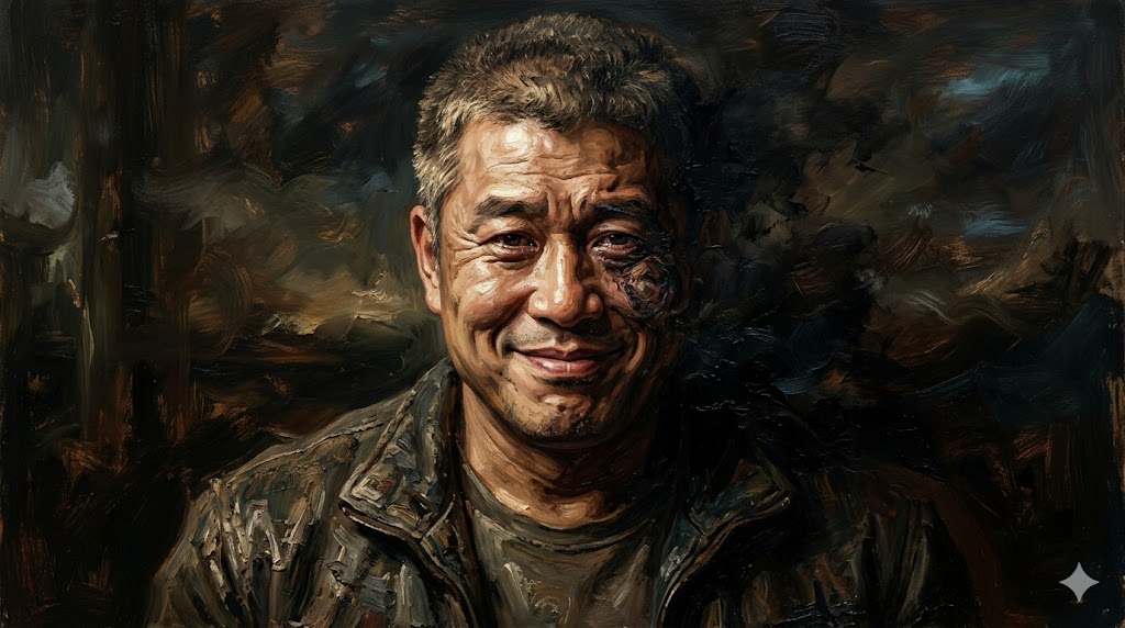 不器用な笑顔の男