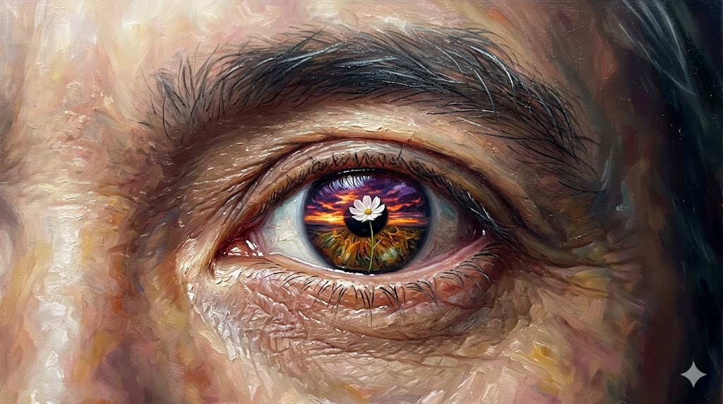 遠くを見つめる瞳